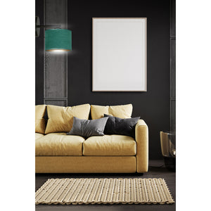 Applique 1 Luce Ganesha In Acciaio Nero E Paralume In Tessuto Verde