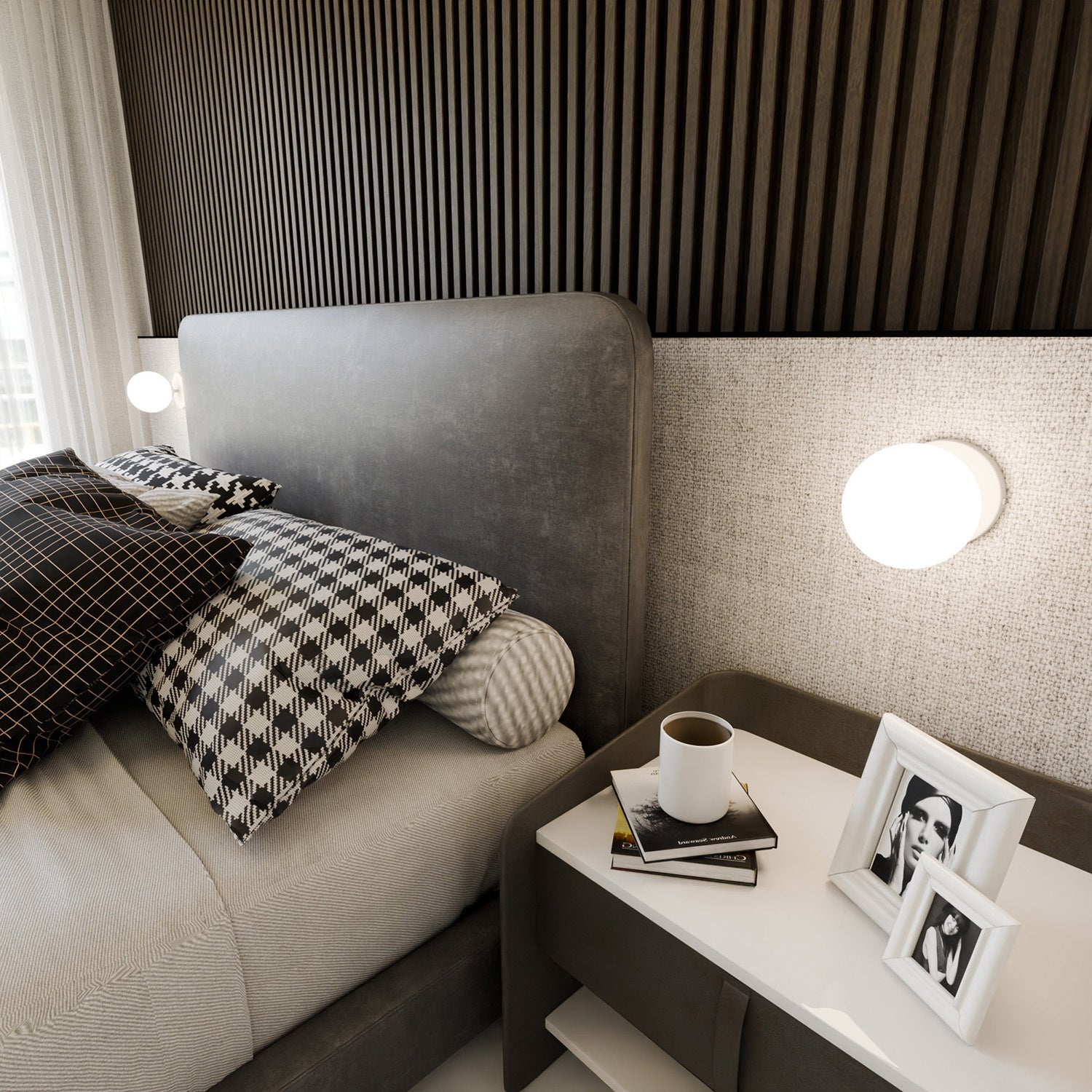 Applique A 1 Luce Shiva In Acciaio Bianco E Sfera In Vetro Bianco