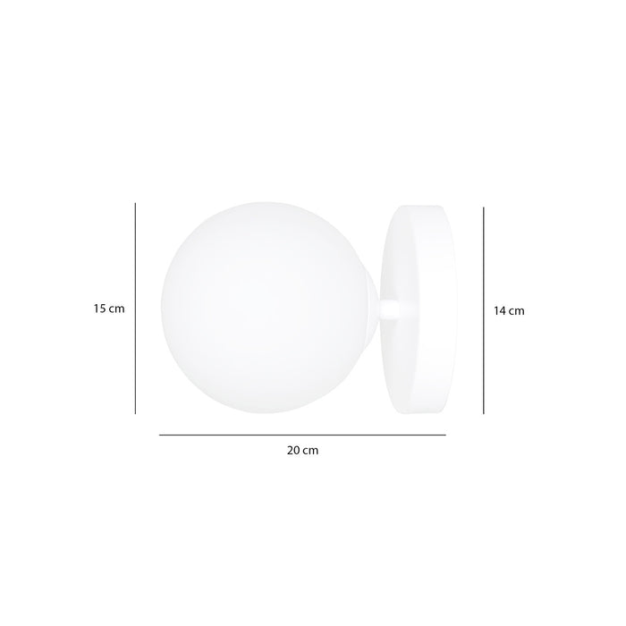 Applique A 1 Luce Shiva In Acciaio Bianco E Sfera In Vetro Bianco