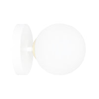 Applique A 1 Luce Vishnu In Acciaio Bianco E Sfera In Vetro Bianco E Oro