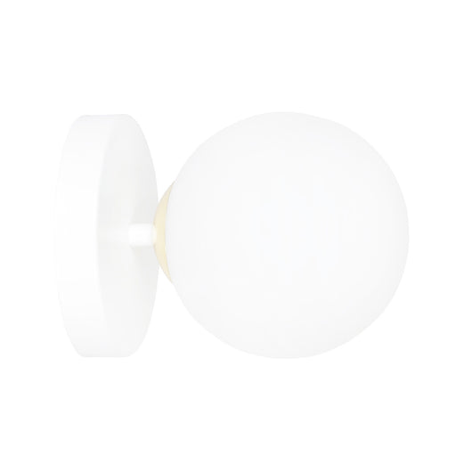 Applique A 1 Luce Vishnu In Acciaio Bianco E Sfera In Vetro Bianco E Oro