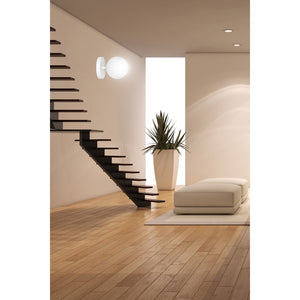 Applique A 1 Luce Vishnu In Acciaio Bianco E Sfera In Vetro Bianco E Oro