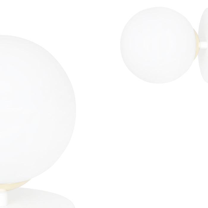 Applique A 1 Luce Vishnu In Acciaio Bianco E Sfera In Vetro Bianco E Oro