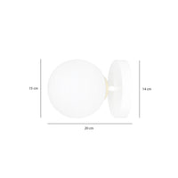 Applique A 1 Luce Vishnu In Acciaio Bianco E Sfera In Vetro Bianco E Oro