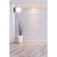 Applique A 1 Luce Vishnu In Acciaio Nero E Sfera In Vetro Bianco E Oro