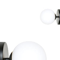 Applique A 1 Luce Vishnu In Acciaio Nero E Sfera In Vetro Bianco E Oro