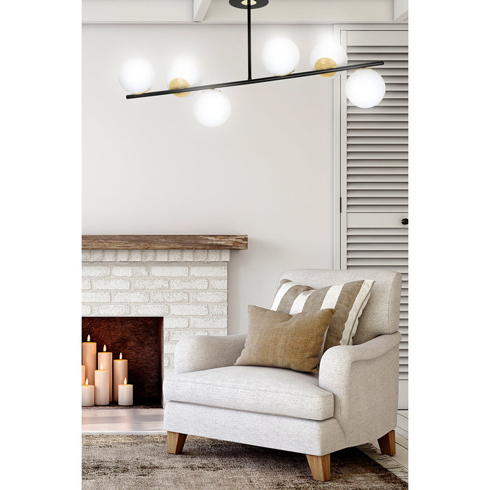 Plafoniera Contemporaneo Vishnu Acciaio Nero Oro 6 Luci E14 Ip20