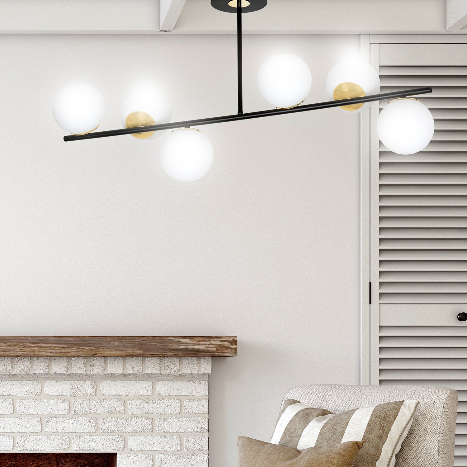 Plafoniera Contemporaneo Vishnu Acciaio Nero Oro 6 Luci E14 Ip20