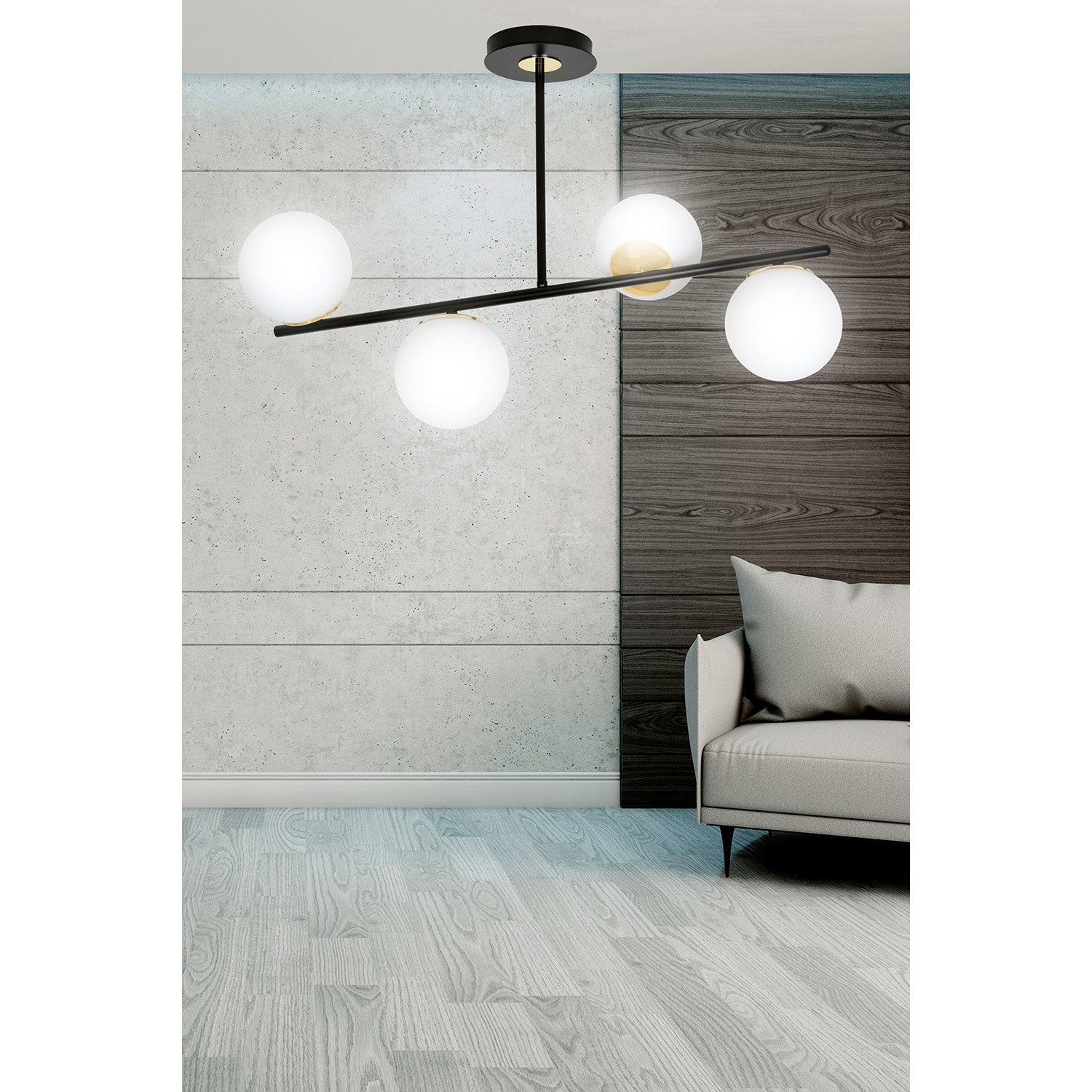 Plafoniera Contemporaneo Vishnu Acciaio Nero 6 Luci E14 Ip20