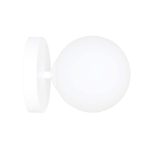 Applique A 1 Luce Hallador In Acciaio Bianco E Sfera In Vetro Opalino