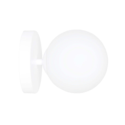 Applique A 1 Luce Hallador In Acciaio Bianco E Sfera In Vetro Opalino