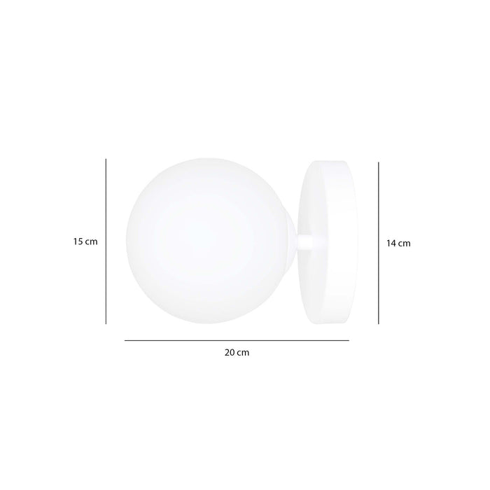 Applique A 1 Luce Hallador In Acciaio Bianco E Sfera In Vetro Opalino