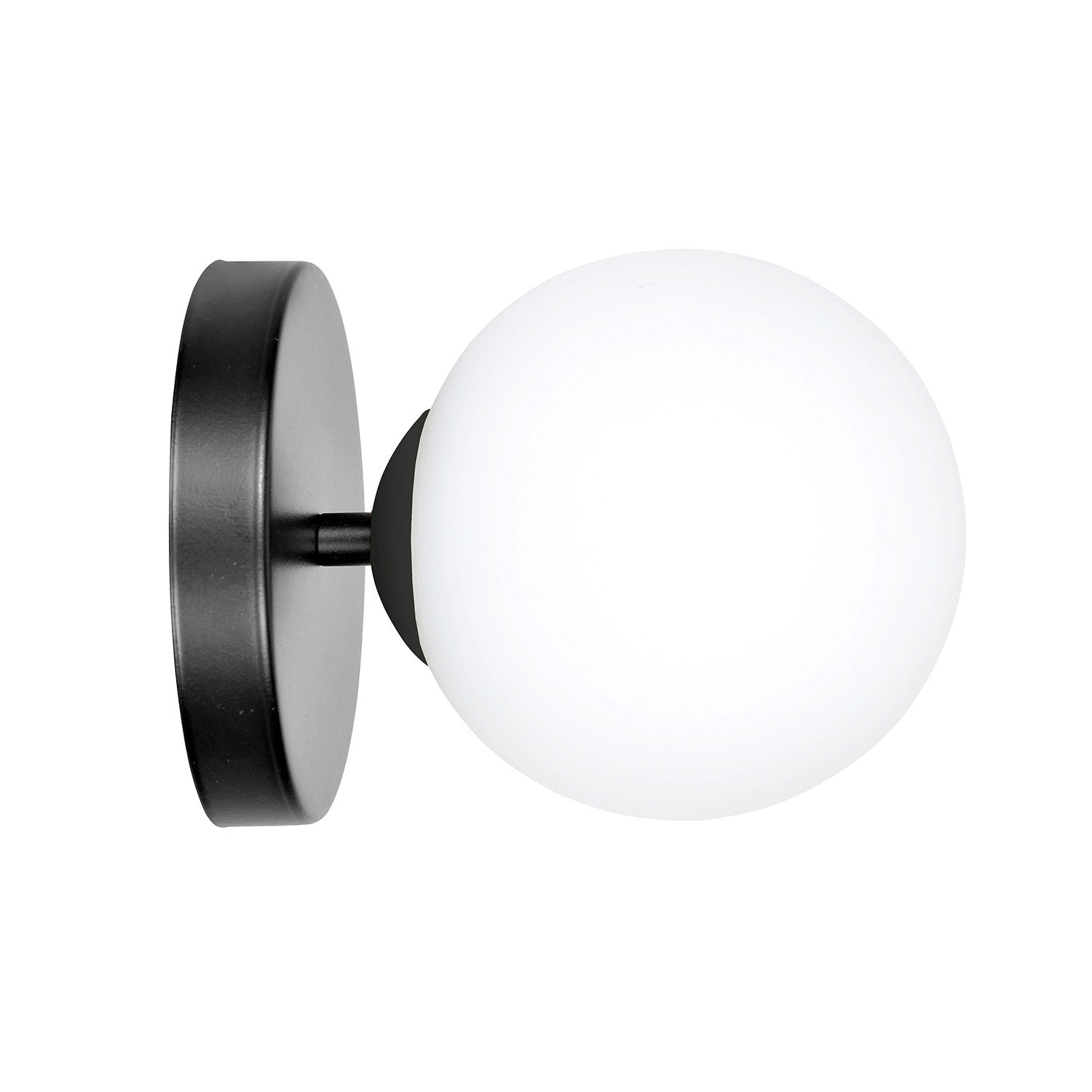 Applique A 1 Luce Hallador In Acciaio Nero E Sfera In Vetro Opalino