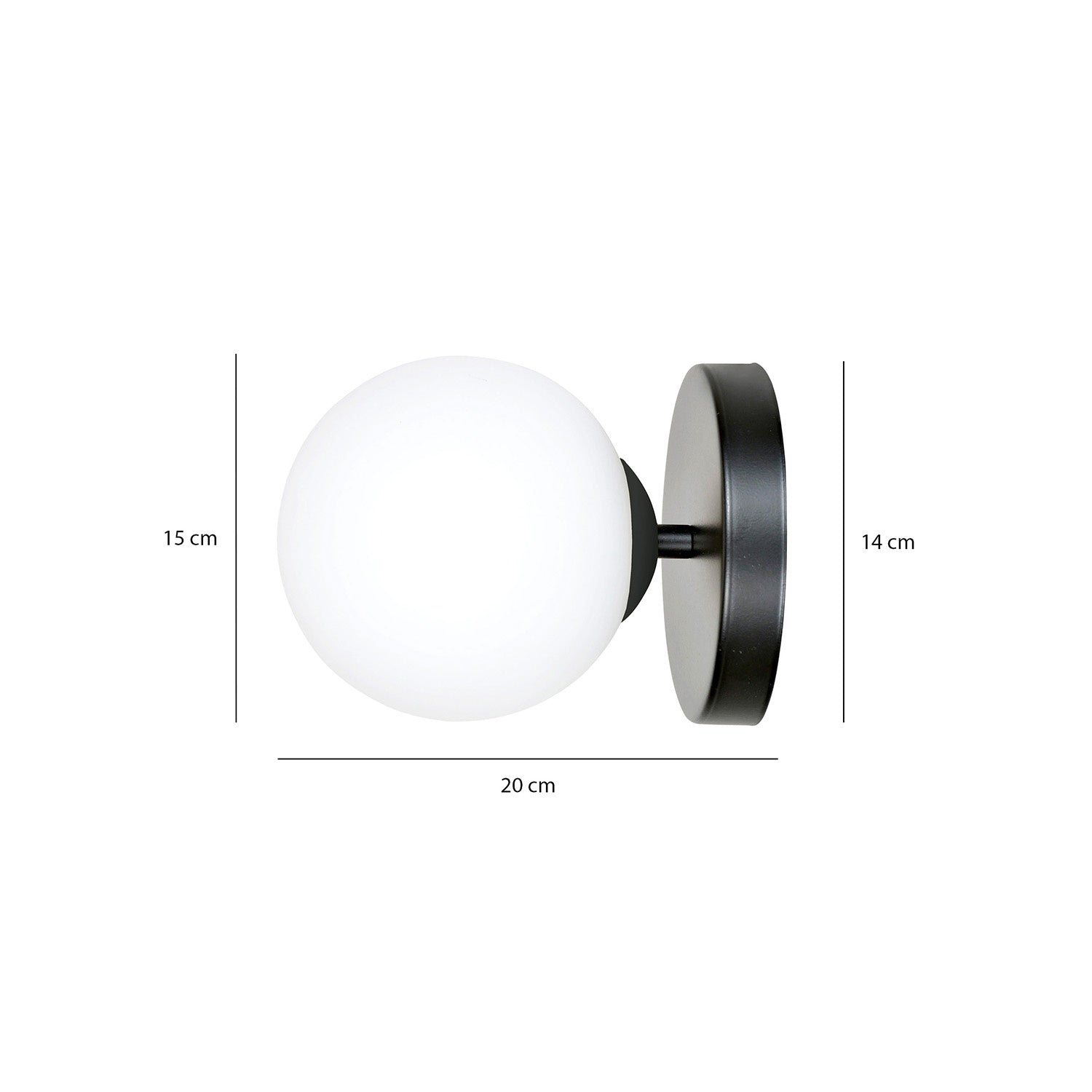 Applique A 1 Luce Hallador In Acciaio Nero E Sfera In Vetro Opalino