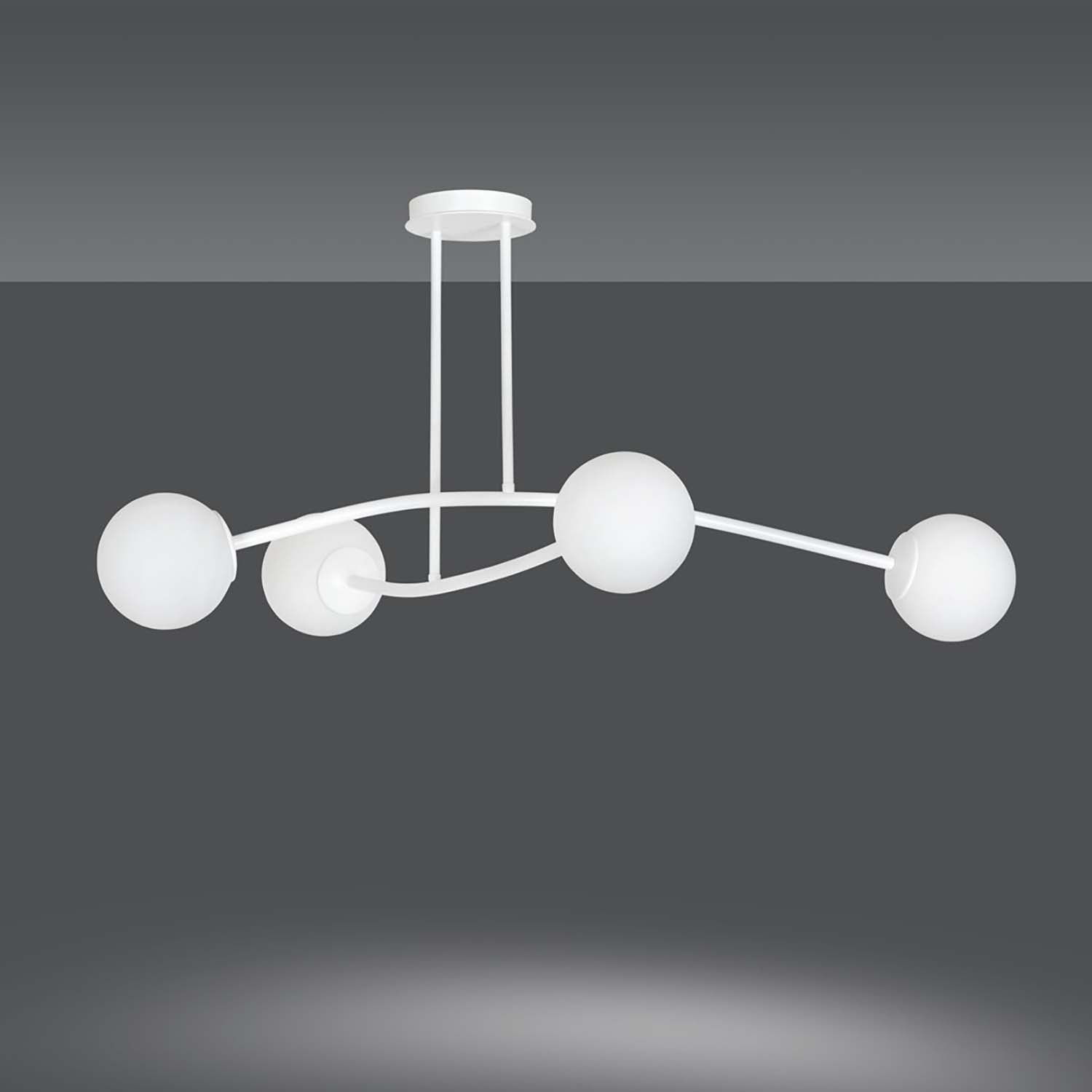 Plafoniera Contemporaneo Krishna Acciaio Bianco 4 Luci E14 Ip20