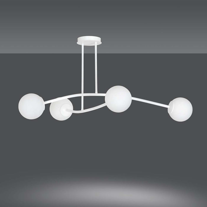 Plafoniera Contemporaneo Krishna Acciaio Bianco 4 Luci E14 Ip20