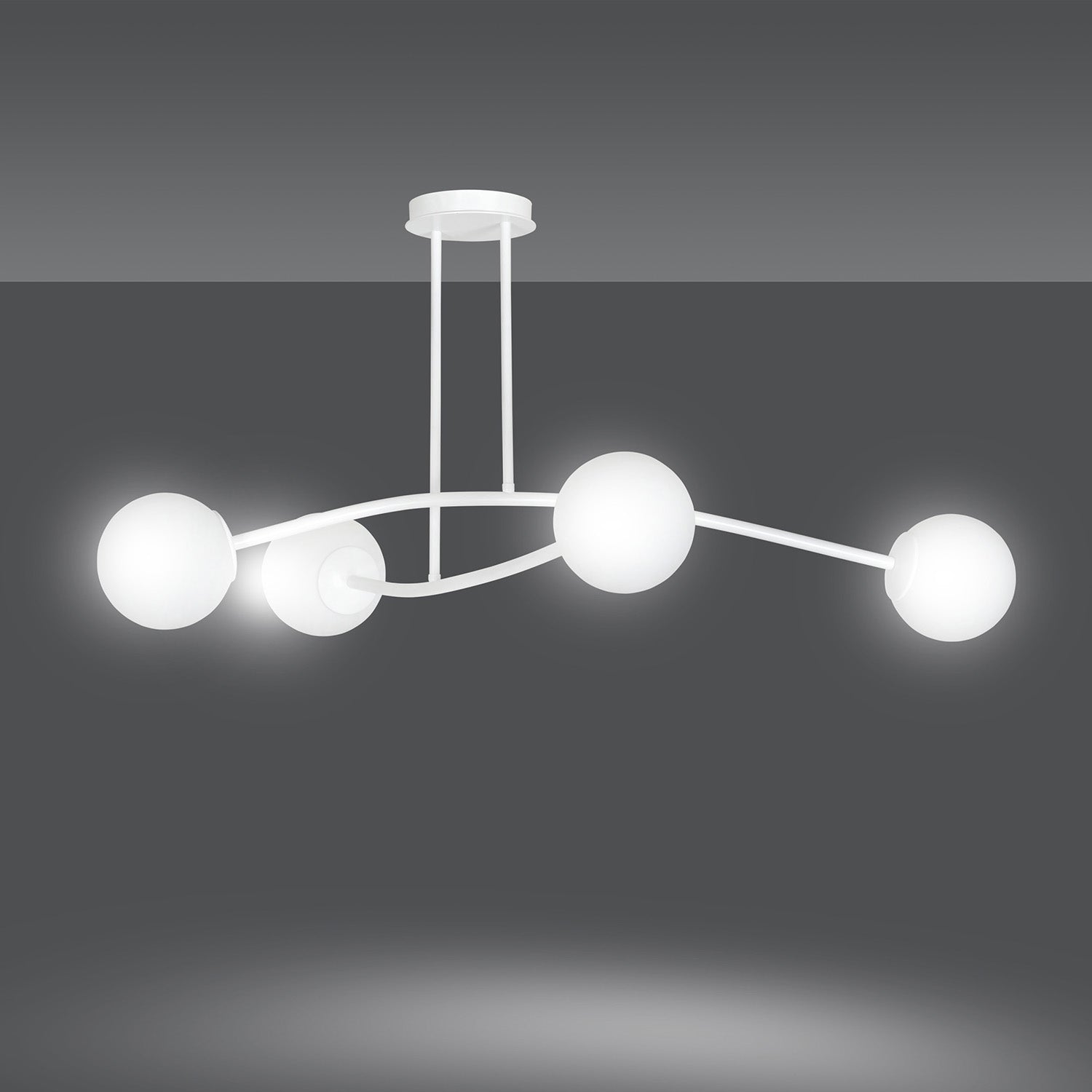 Plafoniera Contemporaneo Krishna Acciaio Bianco 4 Luci E14 Ip20