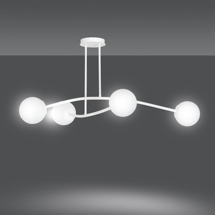 Plafoniera Contemporaneo Krishna Acciaio Bianco 4 Luci E14 Ip20