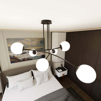 Plafoniera Contemporaneo Krishna Acciaio Nero 6 Luci E14 Ip20