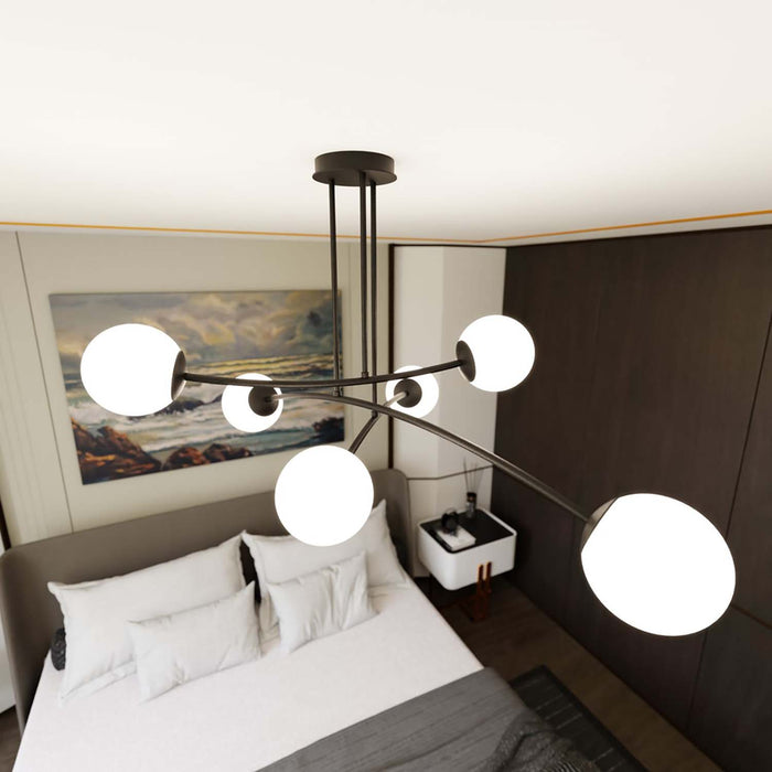 Plafoniera Contemporaneo Krishna Acciaio Nero 6 Luci E14 Ip20