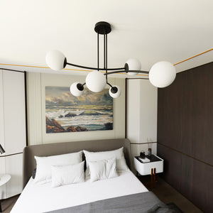 Plafoniera Contemporaneo Krishna Acciaio Nero 6 Luci E14 Ip20