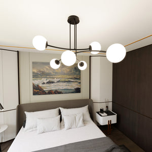 Plafoniera Contemporaneo Krishna Acciaio Nero 6 Luci E14 Ip20