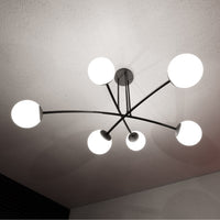 Plafoniera Contemporaneo Krishna Acciaio Nero 6 Luci E14 Ip20