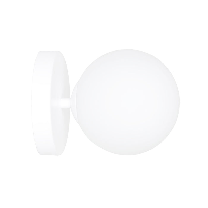 Applique 1 Luce Rama In Acciaio Bianco A Bracci E Sfera In Vetro Opalino