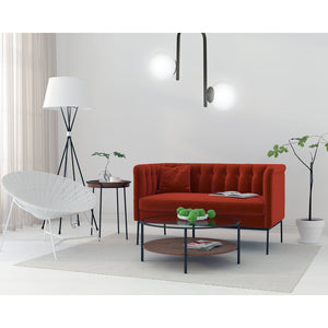 Lampadario 2 Luci Rama In Acciaio Nero A Bracci E Sfere In Vetro Opalino