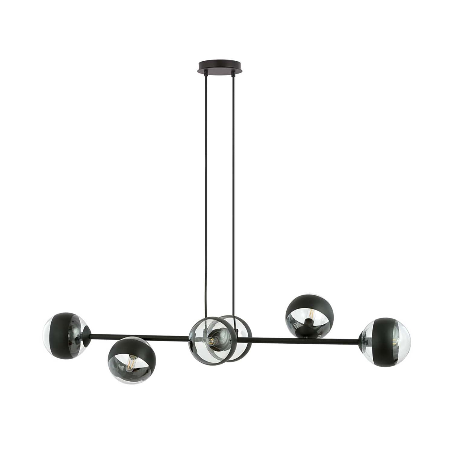 Lampadario Contemporaneo Durga Acciaio Nero 6 Luci E14 Ip20