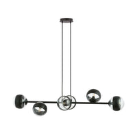 Lampadario Contemporaneo Durga Acciaio Nero 6 Luci E14 Ip20