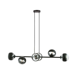 Lampadario Contemporaneo Durga Acciaio Nero 6 Luci E14 Ip20