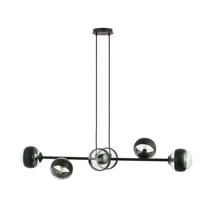 Lampadario Contemporaneo Durga Acciaio Nero 6 Luci E14 Ip20