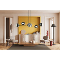 Lampadario Contemporaneo Durga Acciaio Nero 6 Luci E14 Ip20