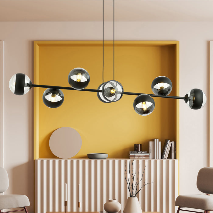 Lampadario Contemporaneo Durga Acciaio Nero 8 Luci E14 Ip20