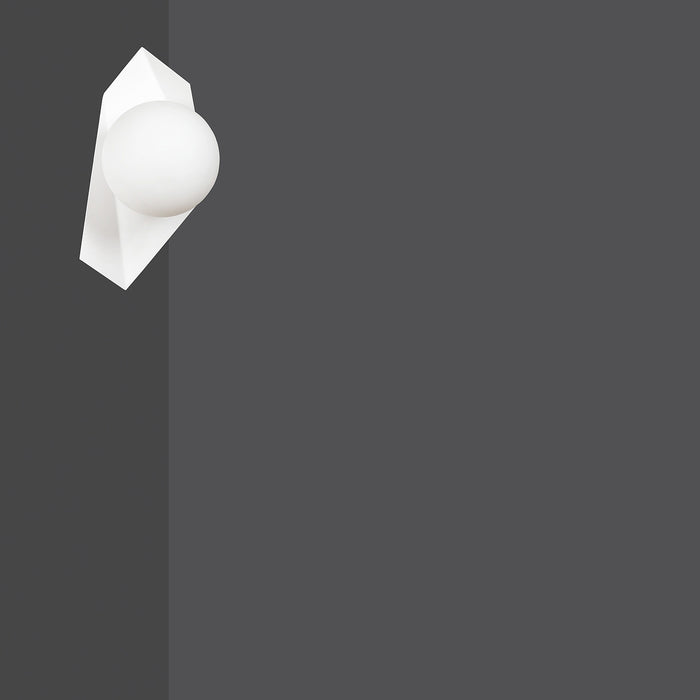 Applique Moderna 1 Luce Parvati In Acciaio Bianco E Sfera Vetro Opalino