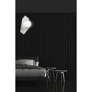 Applique Moderna 1 Luce Parvati In Acciaio Bianco E Sfera Vetro Opalino