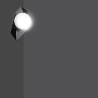 Applique Moderna 1 Luce Parvati In Acciaio Nero E Sfera Vetro Opalino