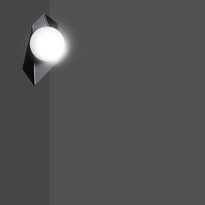 Applique Moderna 1 Luce Parvati In Acciaio Nero E Sfera Vetro Opalino