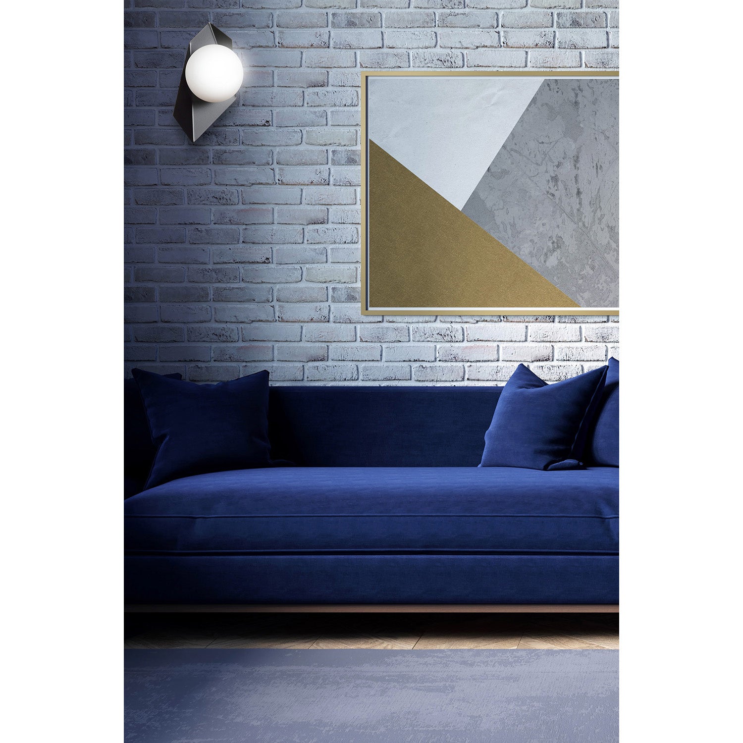 Applique Moderna 1 Luce Parvati In Acciaio Nero E Sfera Vetro Opalino