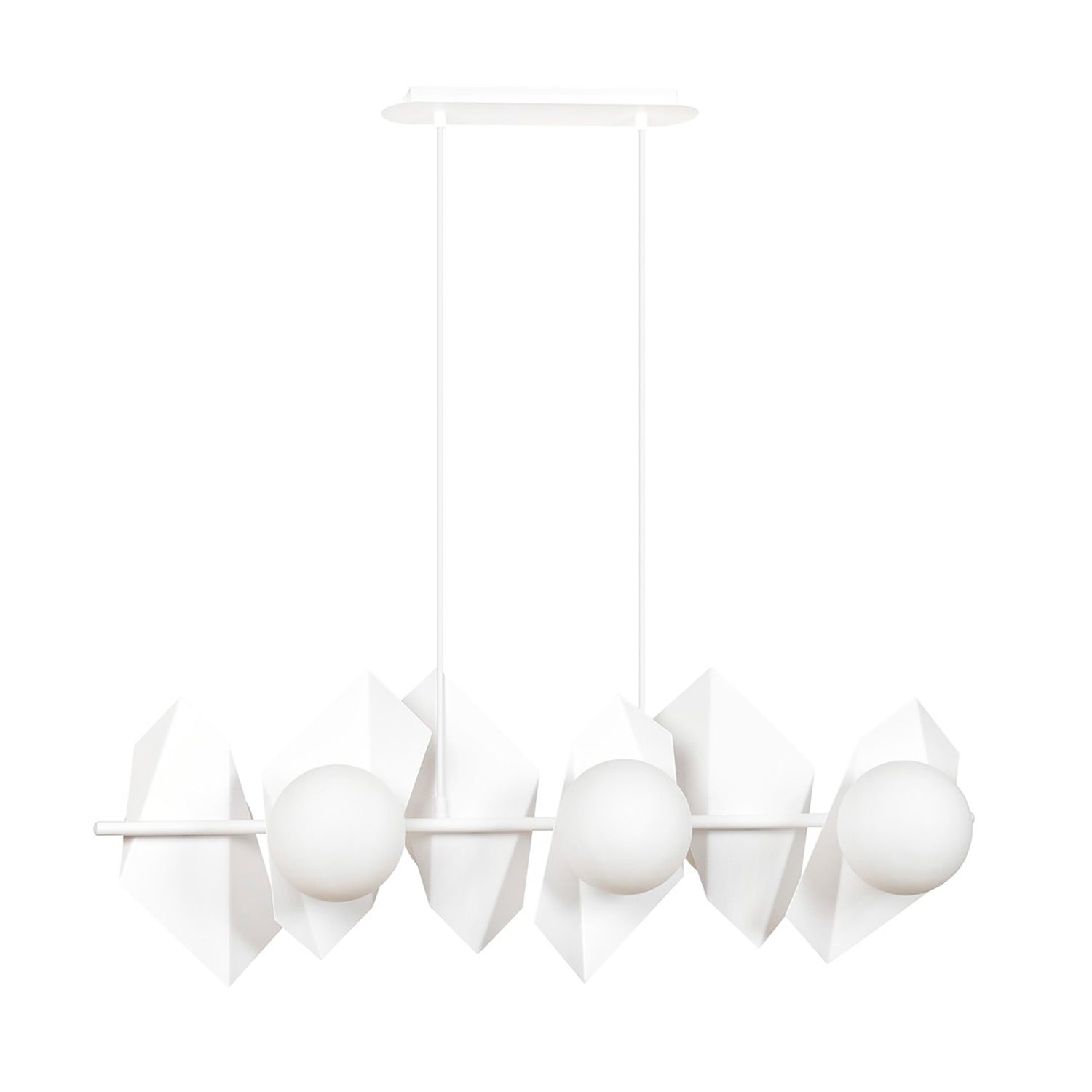 Lampadario Minimal Parvati Acciaio Bianco 6 Luci E14 Ip20