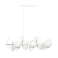 Lampadario Minimal Parvati Acciaio Bianco 6 Luci E14 Ip20