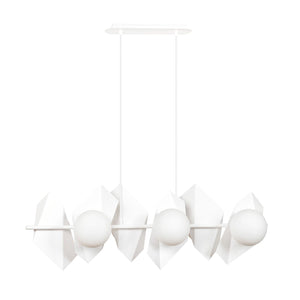 Lampadario Minimal Parvati Acciaio Bianco 6 Luci E14 Ip20