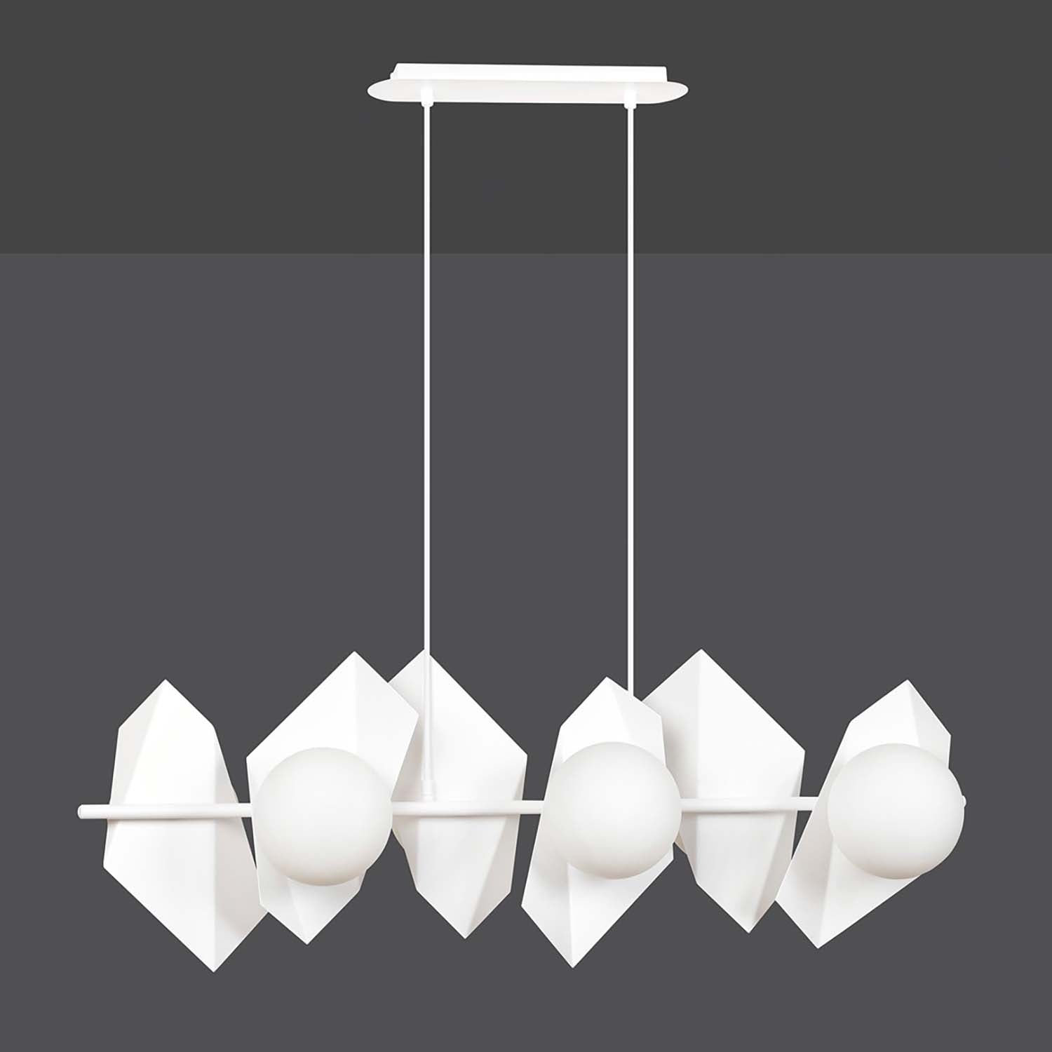 Lampadario Minimal Parvati Acciaio Bianco 6 Luci E14 Ip20