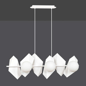 Lampadario Minimal Parvati Acciaio Bianco 6 Luci E14 Ip20