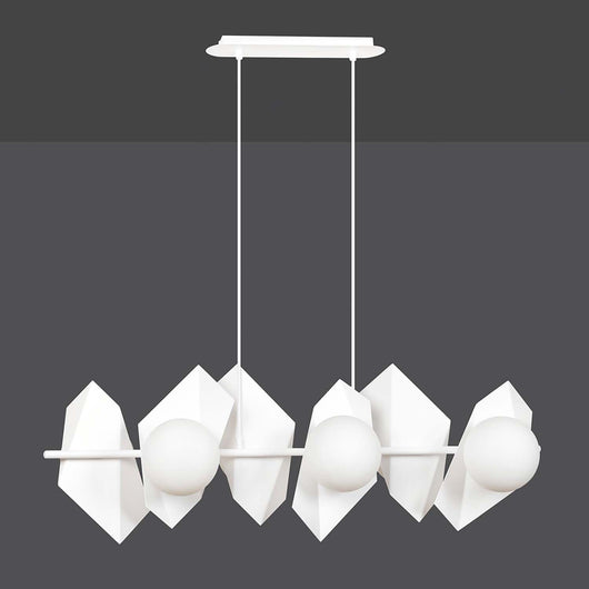 Lampadario Minimal Parvati Acciaio Bianco 6 Luci E14 Ip20