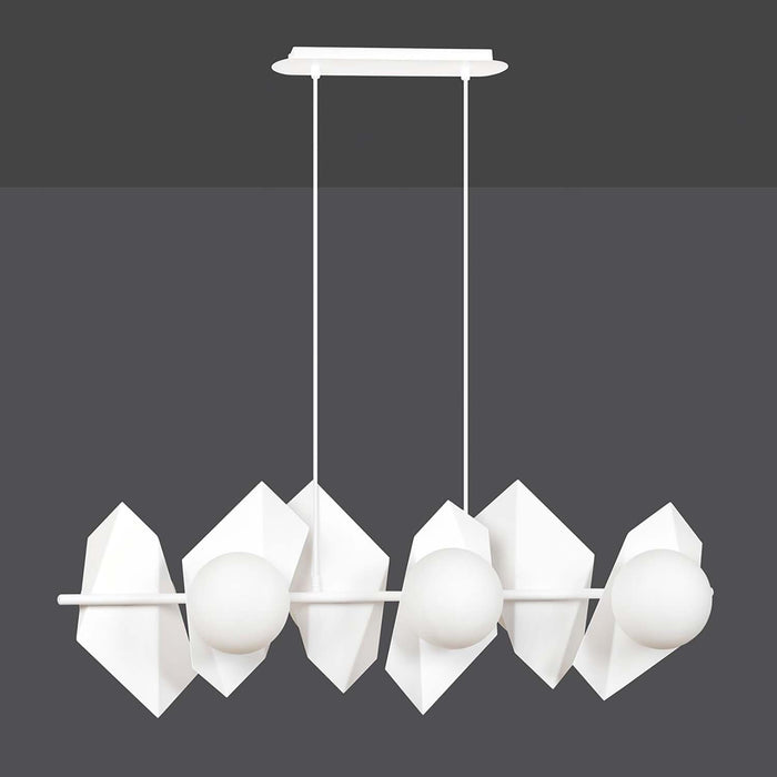 Lampadario Minimal Parvati Acciaio Bianco 6 Luci E14 Ip20