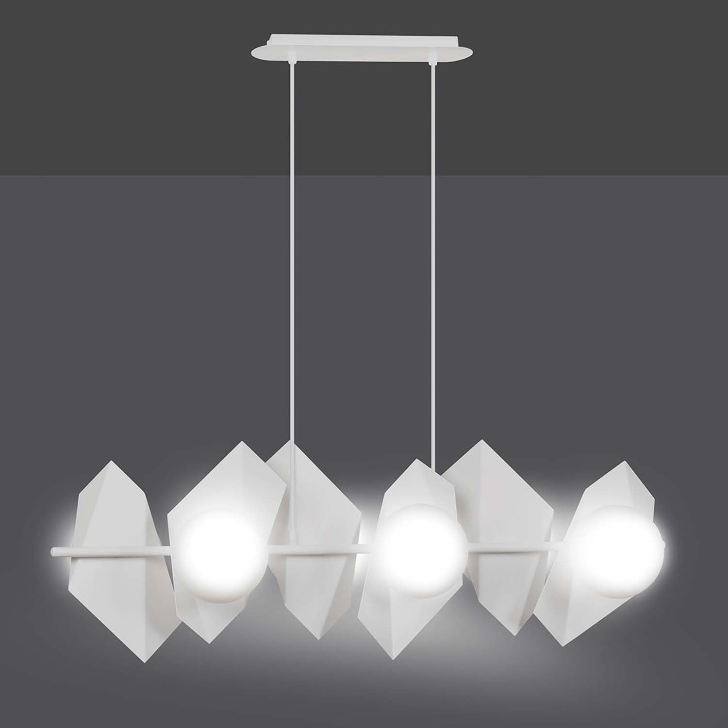 Lampadario Minimal Parvati Acciaio Bianco 6 Luci E14 Ip20
