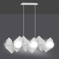 Lampadario Minimal Parvati Acciaio Bianco 6 Luci E14 Ip20