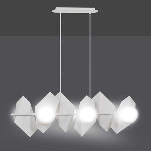 Lampadario Minimal Parvati Acciaio Bianco 6 Luci E14 Ip20